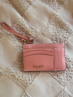kate spade Pink Leather Wristlet Card Case with Gold Logo